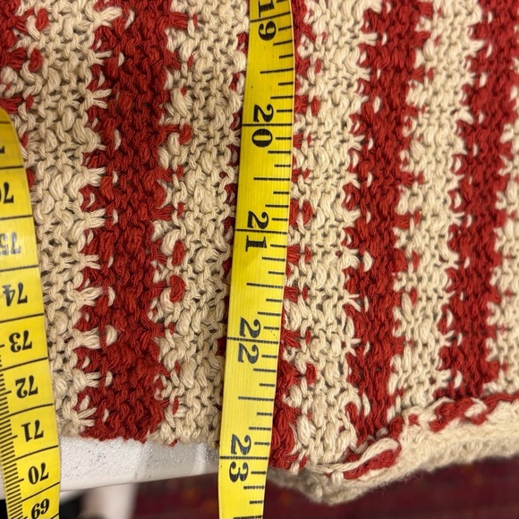 Women’s Red and Cream Striped Sweater oversized Small - Picture 5 of 7